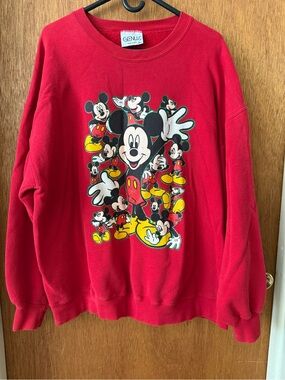Genus Red Mickey Mouse Crewneck Sweatshirt - Men